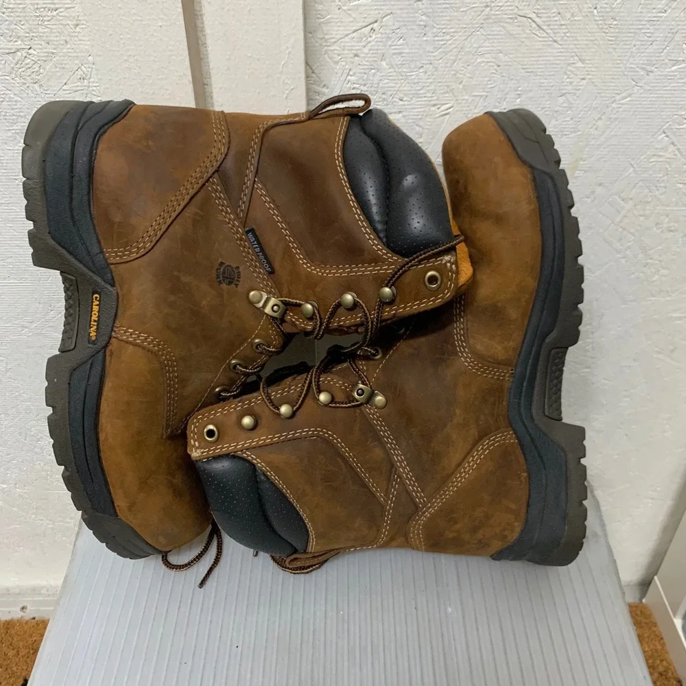Carolina Work Boots Mens 9 D Brown CA8020 Leather Waterproof EH Slip Resistant